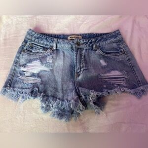 blue spice low rise denim shorts